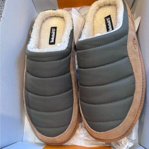 Timberland Men's Leaf Green and Tan Puffer Mule